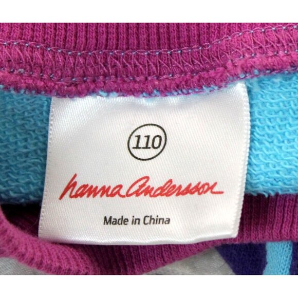 Hanna Andersson Blue Purple Polka Dot Girls Dress Sz 110 US 5 Long Sleeve - Picture 5 of 7